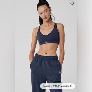 Alo Seamless Ribbed Favorite Bra, Navy, Size Medium